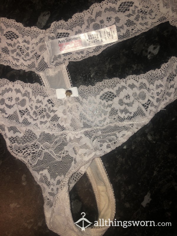 White Lace Well Worn Thong