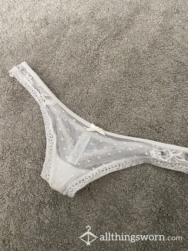 White Lacey Thong