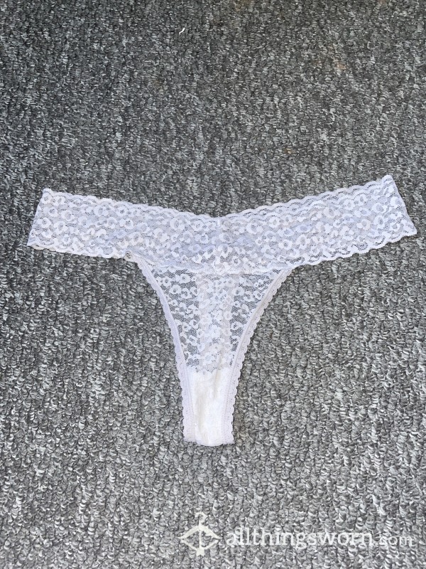 White Lacy Thong