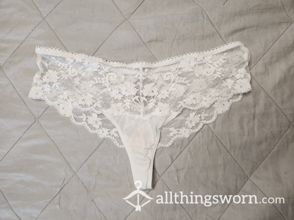 White Lacy Thong! Available Now!
