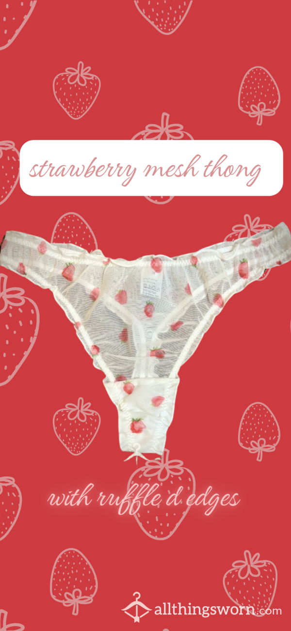 White Mesh Strawberry Thong 🍓