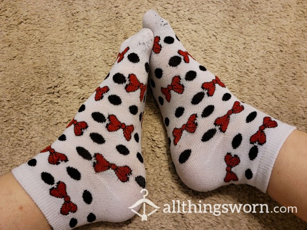 White Minnie Bows Ankle Socks