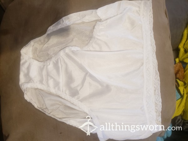 White Nylon Briefs/Full Back Panties