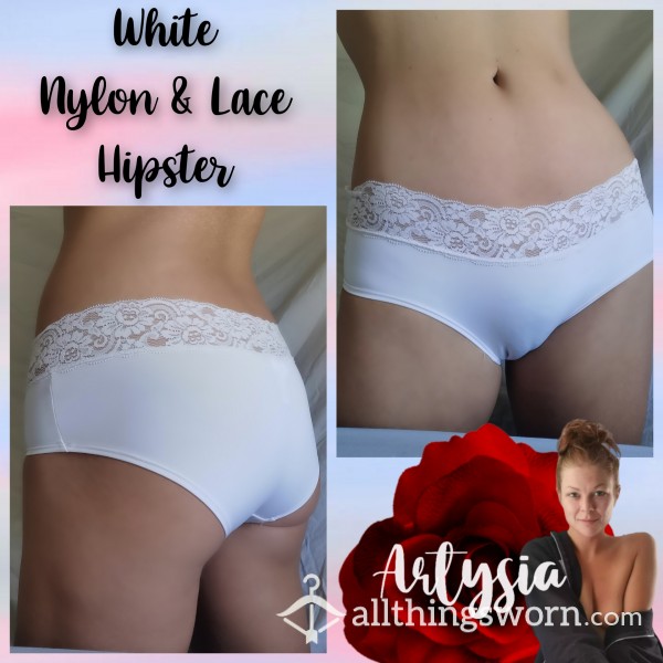 White Nylon & Lace Hipster