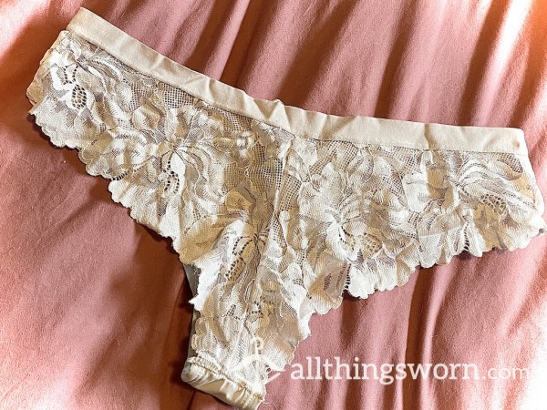 White NYLON Marilyn Monroe XL Ultra Soft Panties With Sheer Lace Bottoms.