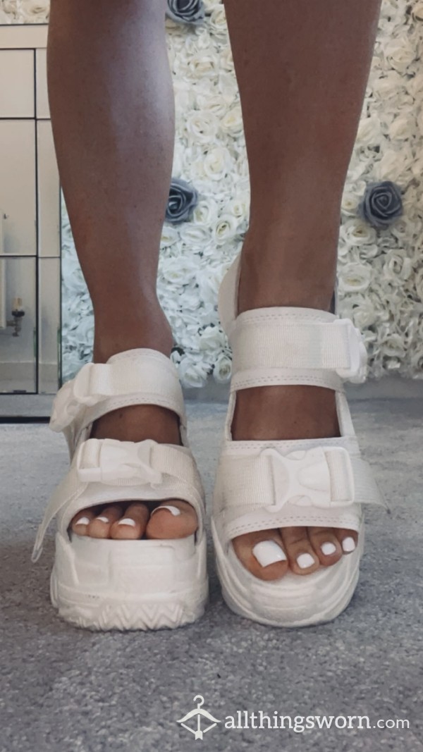 White Platform Sandals Size 3