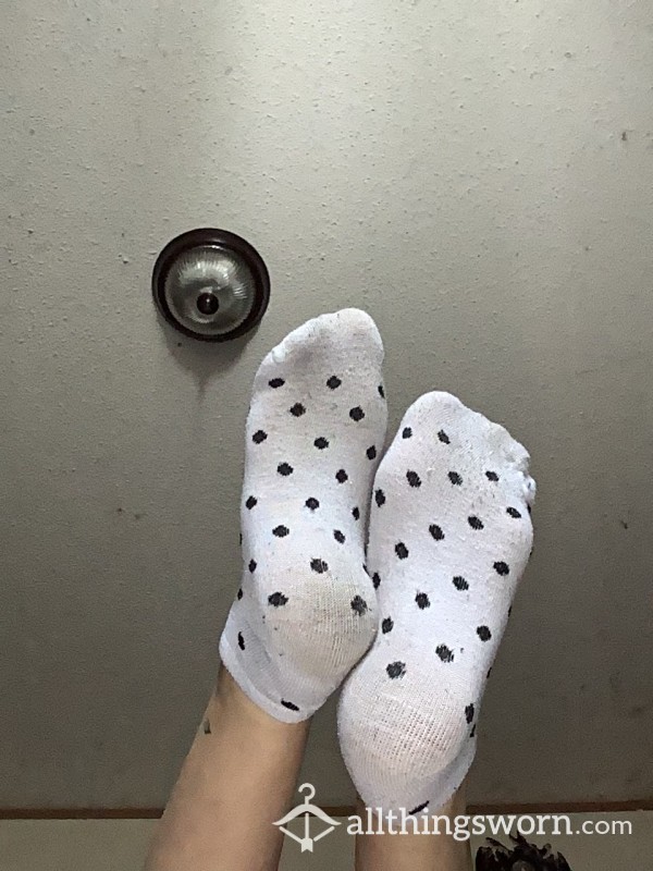 White Polka Dot, Worn Socks, Sweaty.