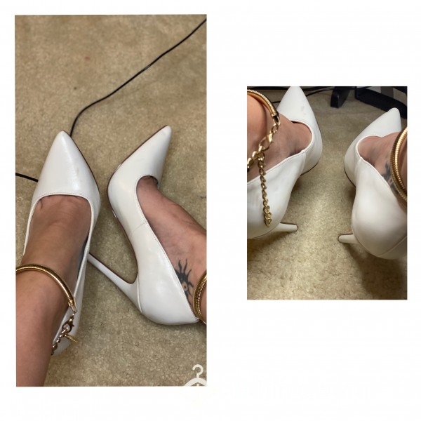White Pumps With Gold Chain