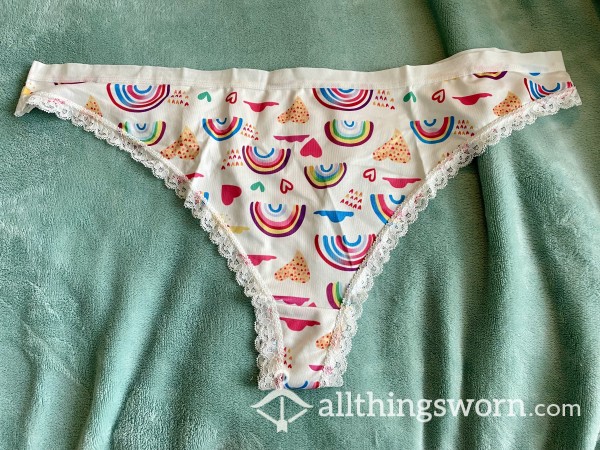 White Rainbow Thong With Lace Detail