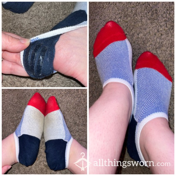 White, Red, & Blue Ankle Socks- 48hr Wear