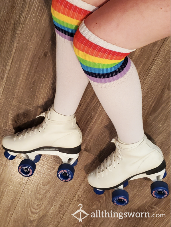 White Roller Skates - Size 8 - Well Loved & Scuffed