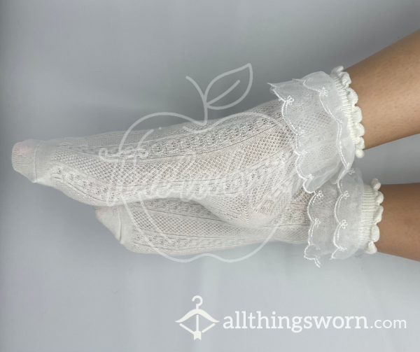 White Ruffle-Trim Crew Socks | 2 Of 3 Different Pairs Available | Open Listing Link For More Options