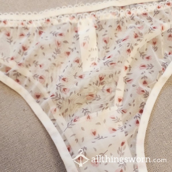 White Sheer Floral Panties