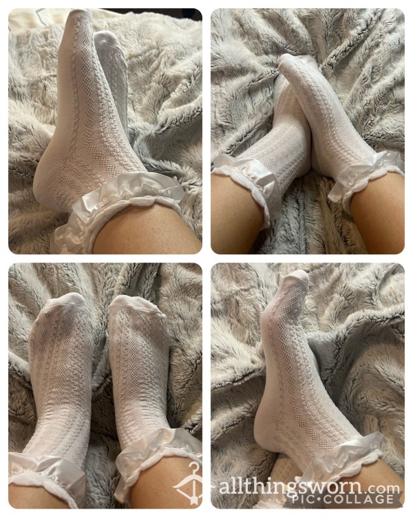 White Silk Frill Socks