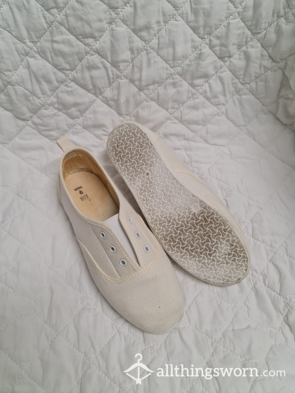White Slip On Flat Shoe
