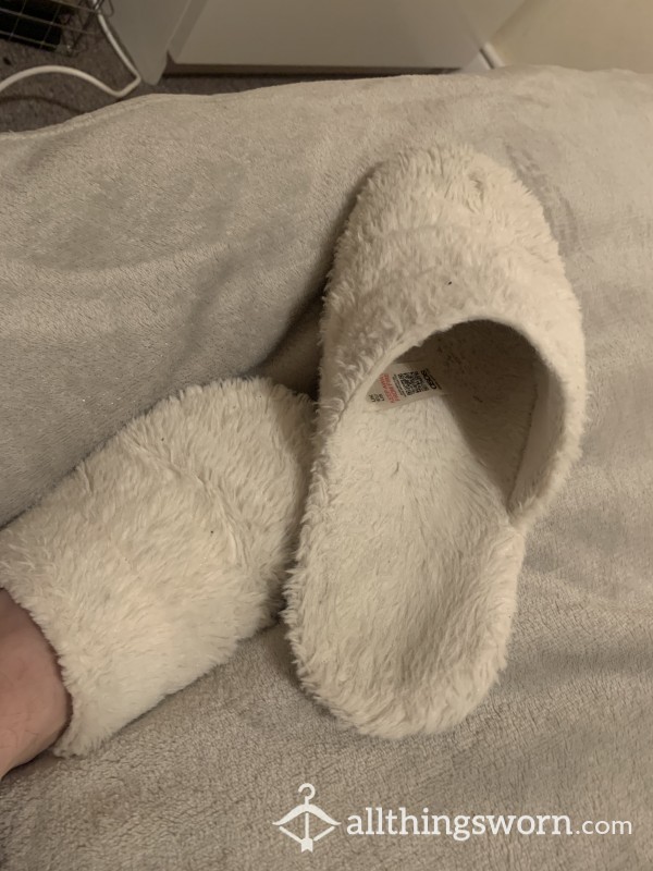 Smelly White Slippers Heavily Worn NEVER WASHED