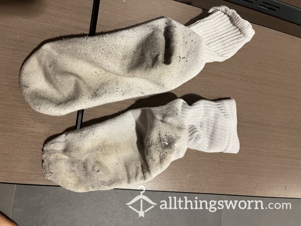 White, Stinky Workout Socks With Hole