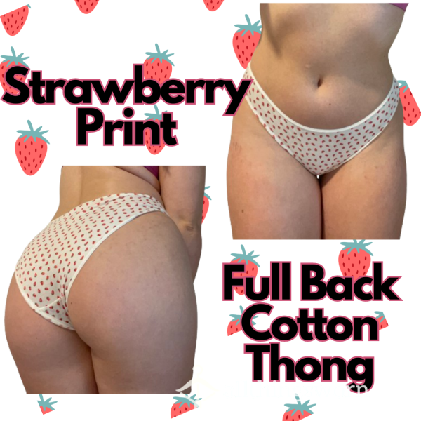 White Strawberry Print Full Back Knickers