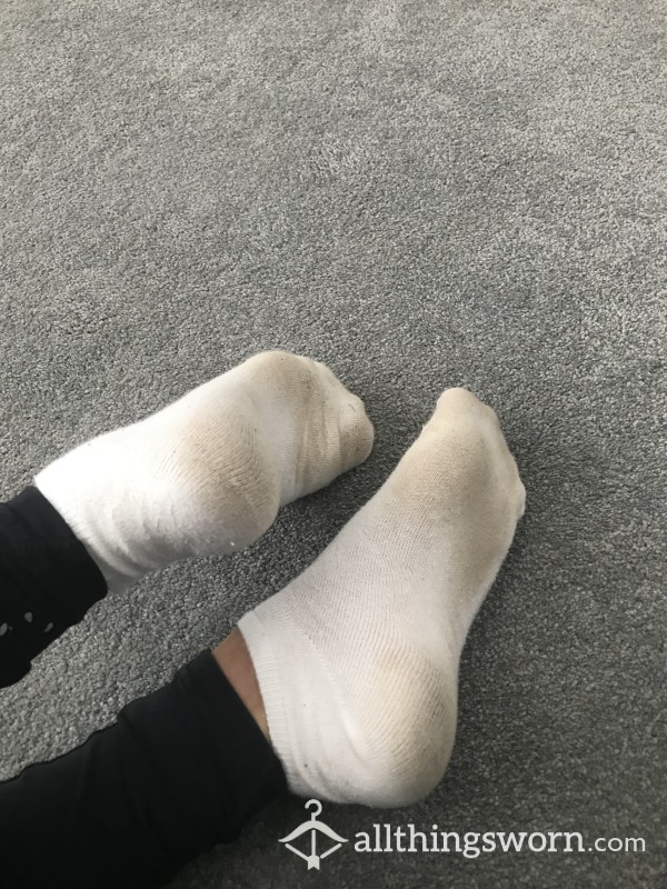 (SOLD)White Sweaty Socks Worn For 48 Hours