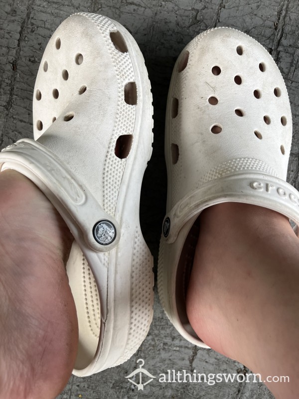 White Sweaty Worn Crocs 💋