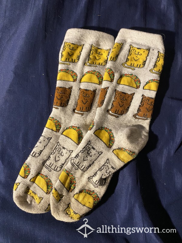 White Tacos & Cats Socks (7 Day Wear)