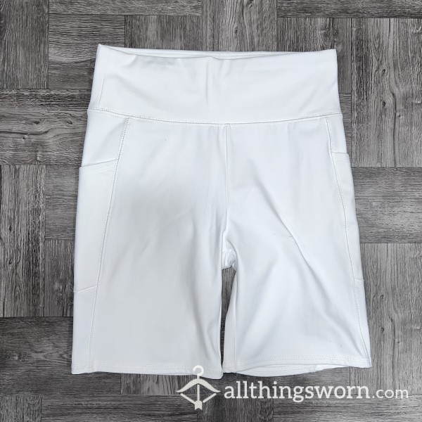 White Thick Cotton Bike Shorts