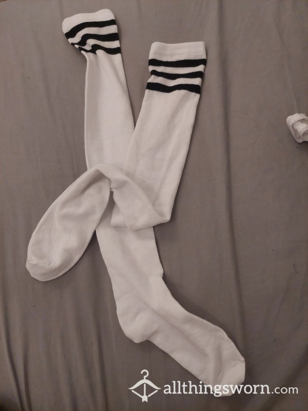 White Thigh High Socks Worn For 3 Days For €28 Plus Shipping!