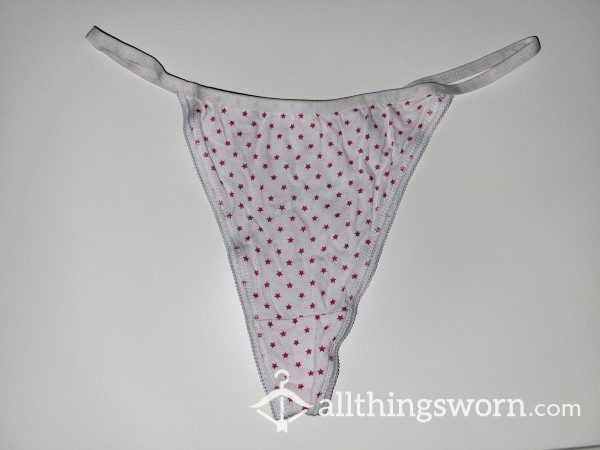 White Thong With Pink Stars