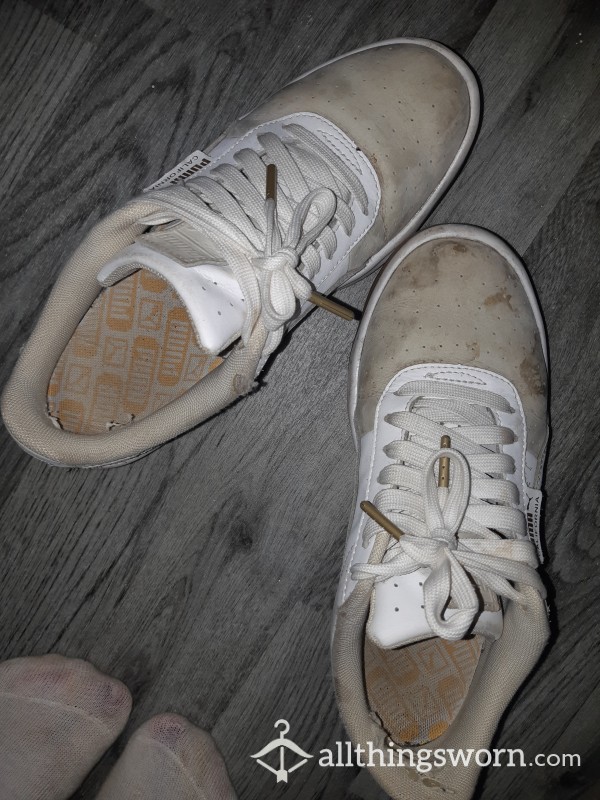 Well Worn White Trainers Size 5
