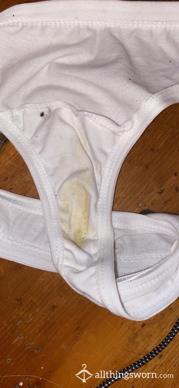 White Used Panties With Some Dried On Cream