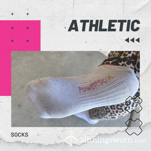 White Very Worn Dingy No Show Athletic Socks 🤍💗