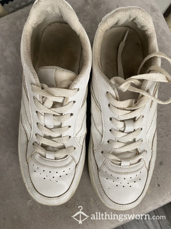 White Well Worn Filthy Trainers