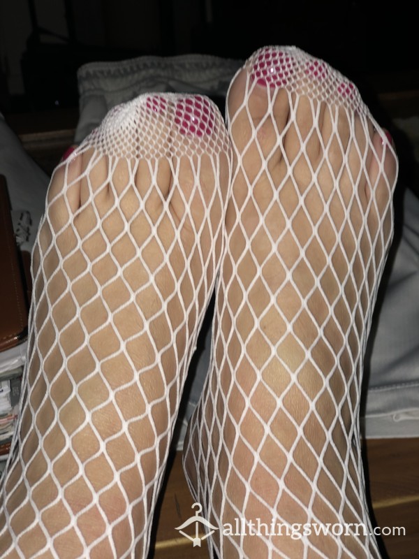 White Worn Fishnet Socks