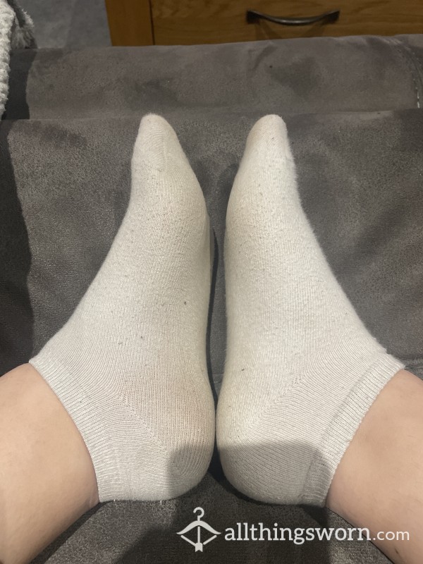 White Worn Trainer Socks