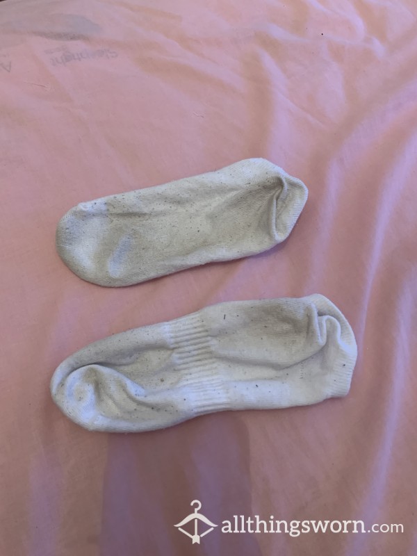White Worn Unmatched Socks