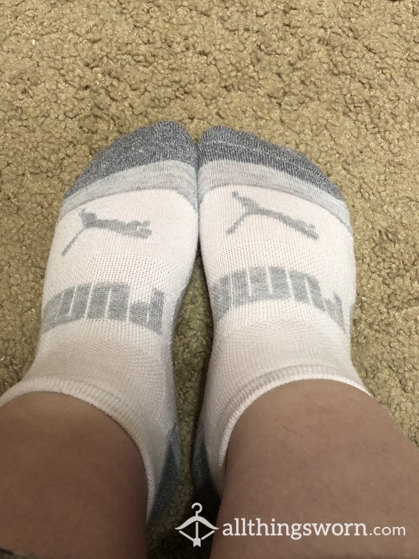 White/Gray Puma Ankle Socks