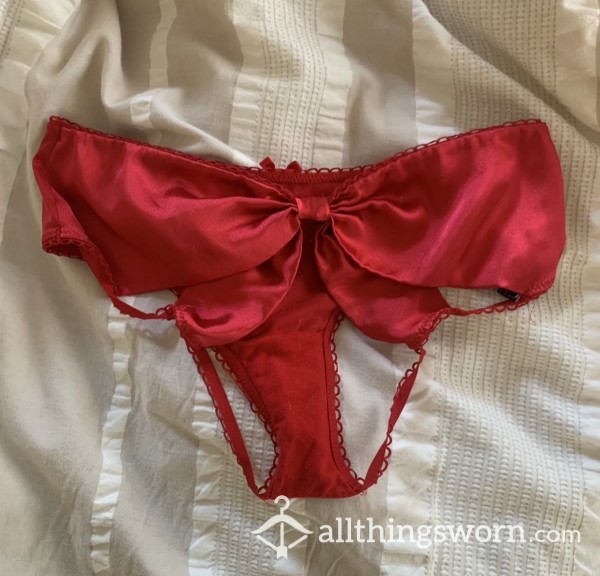 Will Wear 48 Hours For The Listed Price!! Victorias Secret Very Sexy Satin/silk Bow Back Panties!! 😍 SO Very Hot And Special Panty!!