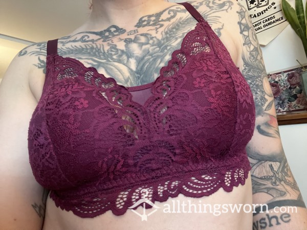 Wine Purple Bralette - Lace With No Underwire, Vacuum Sealed