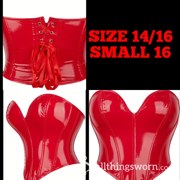 WIPE CLEAN 💦 Red Strapless Corset, Deep V , Small Sz16
