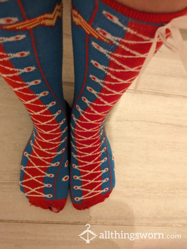 Wonder Woman Knee High Socks With Holes