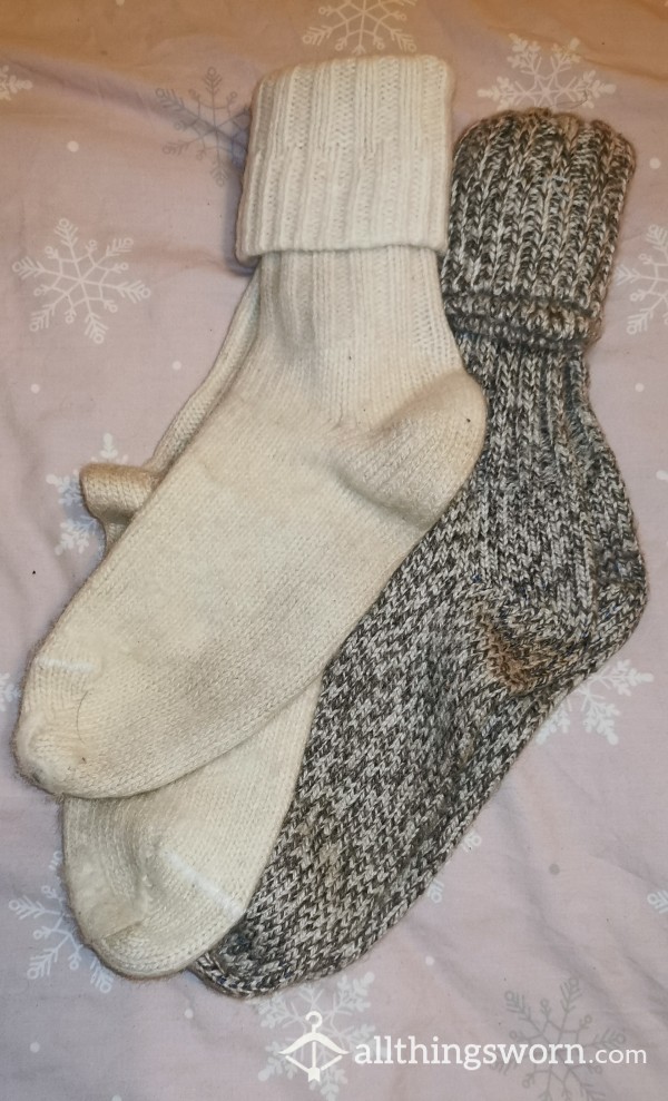Wool Socks In Grey Or White Free Postage Worn And Customised To Order