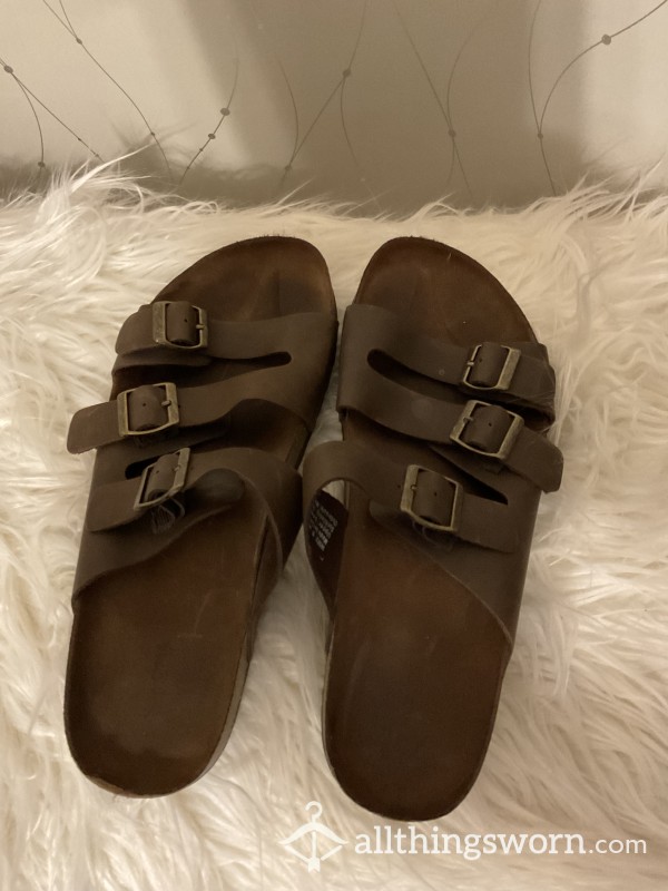 Worn All Brown 3 Strap Sandals