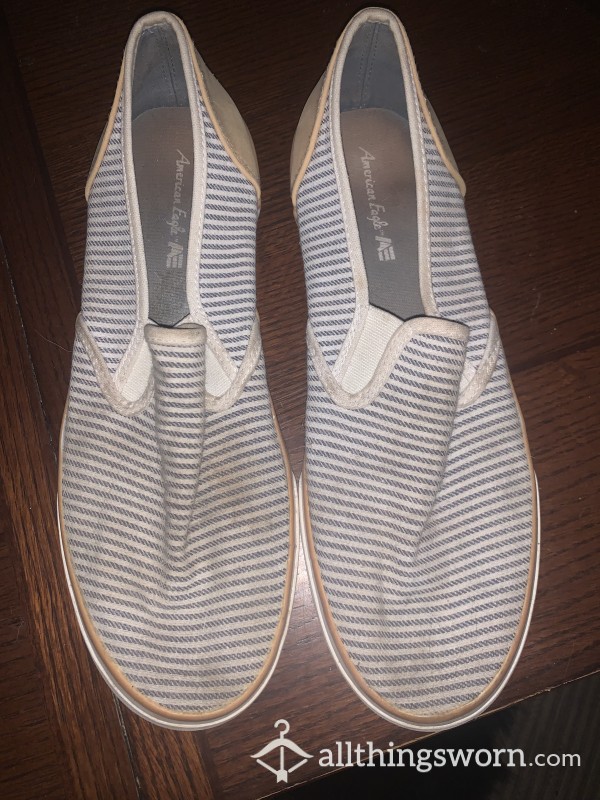Worn American Eagle Blue & White Shoes