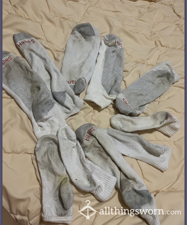 Worn And Large Hanes Socks