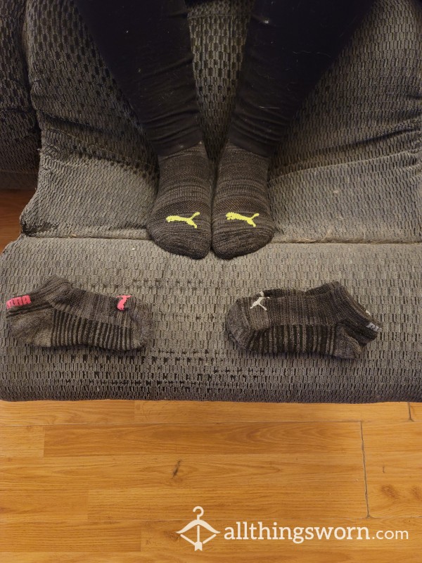 Worn Assorted Puma Ankle Socks