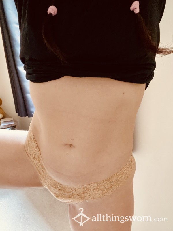 Worn Beige / Nude Lace Thong