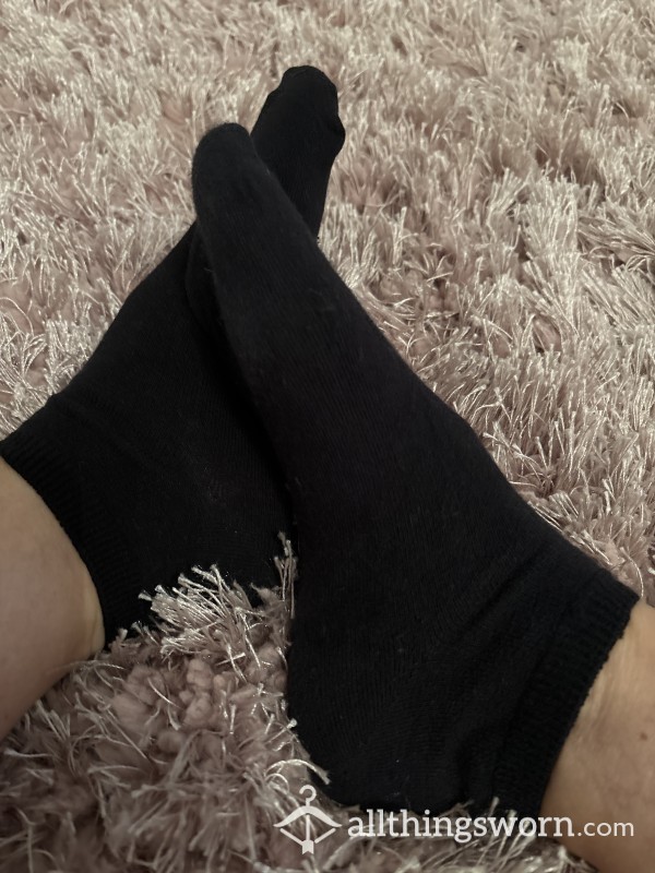 Worn Black Trainer Socks