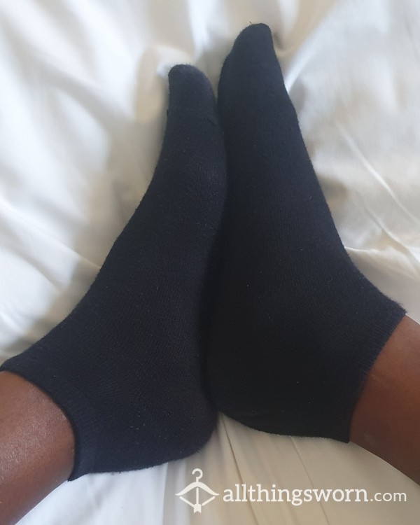 Worn Black Trainer Socks