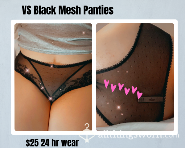 Worn Black VS Mesh Full Back Panties