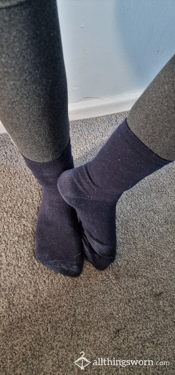 Worn Blue Long Socks